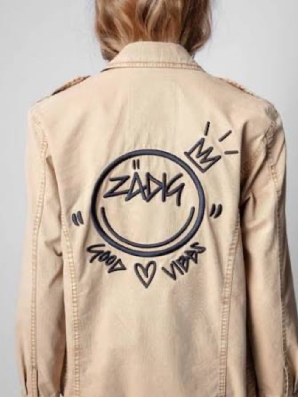 Zadig & Voltaire Kid Coton Lavé Happy Good Vibes Utility Jacket – Mackintosh